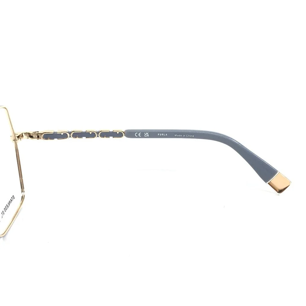 Furla Eyeglasses Frames VFU835 COL.0E91 Blue Gold Butterfly Wire Rim 54-16-140